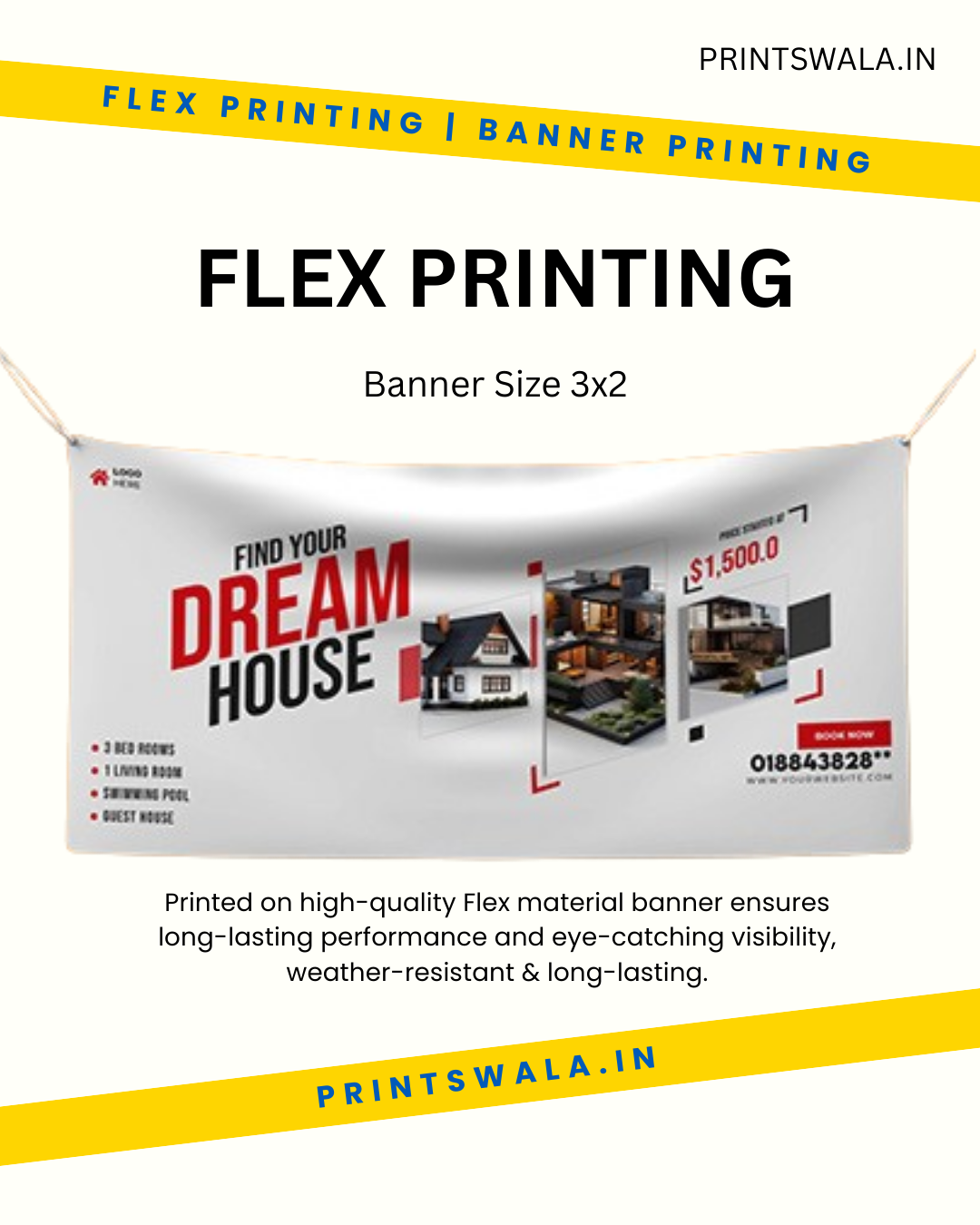 3x2 ft Star Flex Banner Printing – High Quality, Durable Flex
