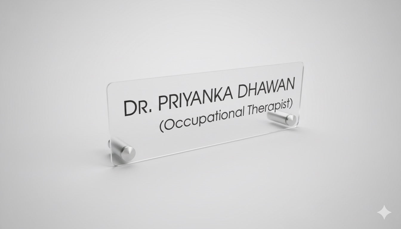 Custom Clear Acrylic Desk Nameplate - Modern Office Sign for Professionals